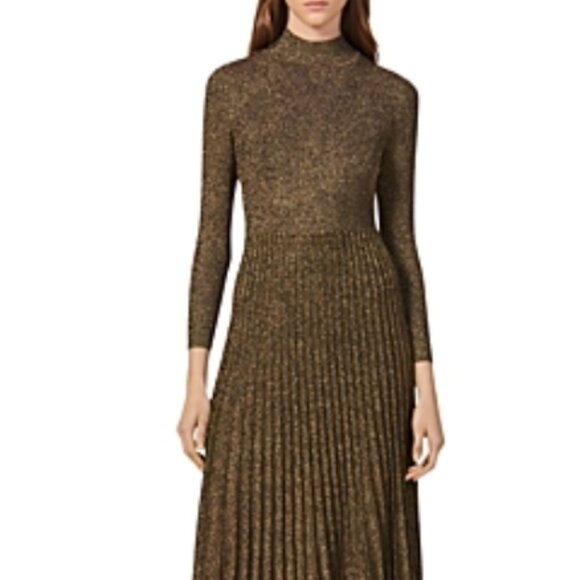 Sandro Women's Orane Metallic Fit-and-Flare Midi Dress Size 40 (US 8)  6262 - Picture 1 of 3